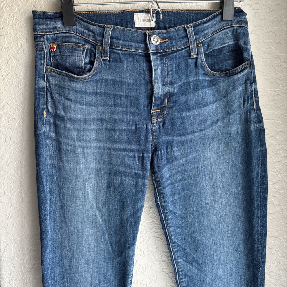 Hudson Womens 29 Super Skinny Crop Jeans Stretch Blue Raw Hem - Picture 3 of 10